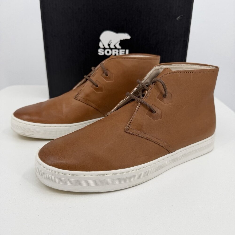 Sorel Men's Caribou Mod Chukka Boots size 8 Waterproof Brown Leather, Sea Salt